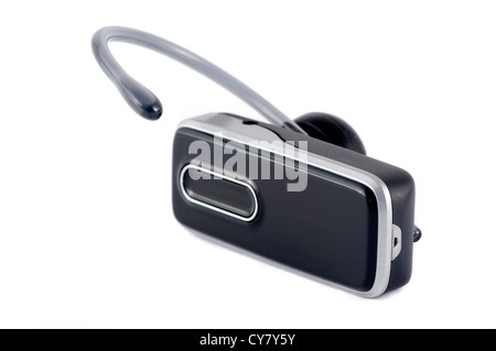 Mains-libres noir casque bluetooth isolated on white Banque D'Images