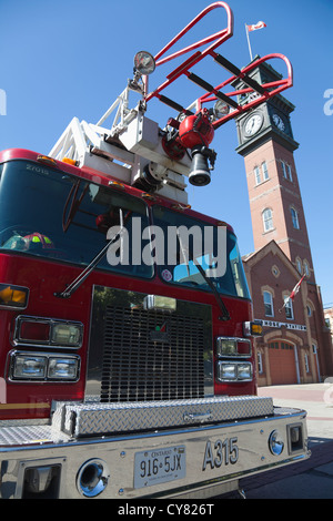 Camion de pompiers de Toronto à l'extérieur de la gare de flexible, Toronto, Canada Banque D'Images