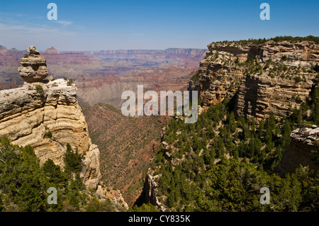 Vue panoramique des roches stratifiées le long de la rive sud, le Parc National du Grand Canyon, Arizona Banque D'Images