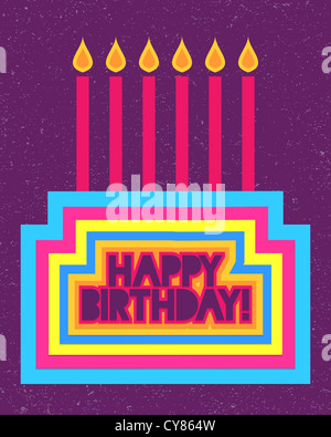 Joyeux anniversaire coloré mignon Greeting card Banque D'Images