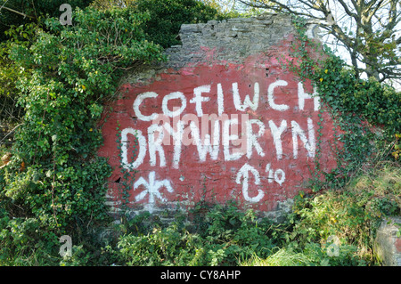 Cofiwch Dryweryn gallois Ceredigion Pays de Galles Cymru graffiti Llanrhystud UK GO Banque D'Images