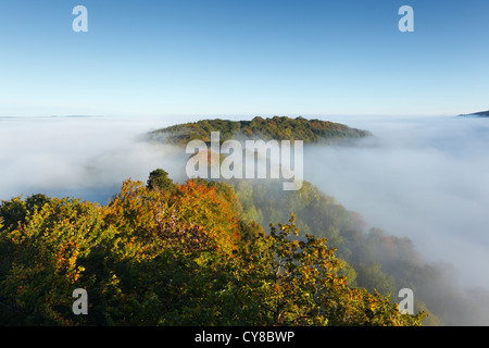 Brouillard dans la vallée de la Wye à Symonds Yat. Herefordshire. L'Angleterre. UK. Banque D'Images