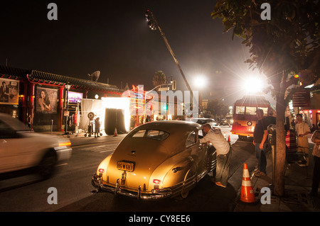 Un décor de cinéma en pleine production à Los Angeles Chinatown. Banque D'Images