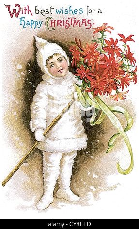 Enfant avec les fleurs rouges Banque D'Images