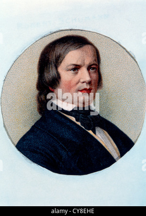 Robert Schumann (1810-1856), compositeur allemand, lithographie, Portrait Banque D'Images