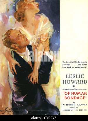 Des droits de servitude pour l'affiche 1934 RKO film avec Leslie Howard et Bette Davis Banque D'Images