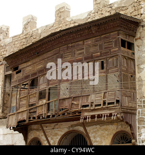 En Moucharabieh sur un bâtiment ottoman à Massawa, l'Érythrée Banque D'Images
