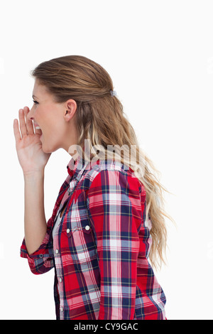 Portrait d'une femme criant Banque D'Images