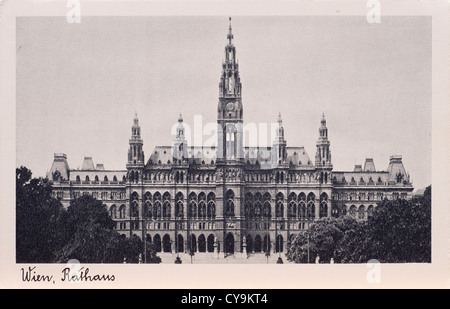 L'hôtel de ville de Vienne, dans une vieille carte postale Banque D'Images