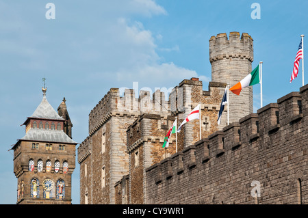 Le Château de Cardiff, Pays de Galles, tour de l'horloge Banque D'Images