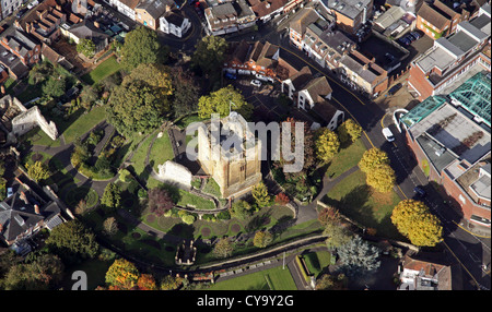 Vue aérienne du château de Guildford, Surrey Banque D'Images