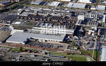 Vue aérienne de l'usine de voiture Jaguar Halewood à Speke, Liverpool Banque D'Images