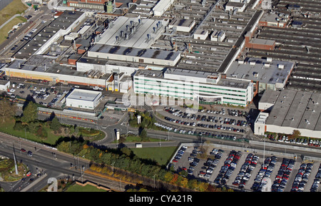 Vue aérienne de l'usine de voiture Jaguar Halewood à Speke, Liverpool Banque D'Images