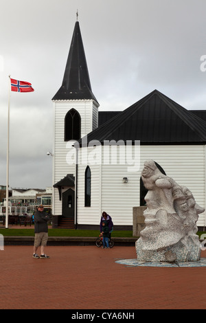 L'Église norvégienne dans le domaine de la baie de Cardiff de la ville de Cardiff, Pays de Galles, est un bâtiment de l'église historique et autrefois un lieu o Banque D'Images