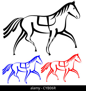 Chevaux ensemble de contours. vector collection Banque D'Images
