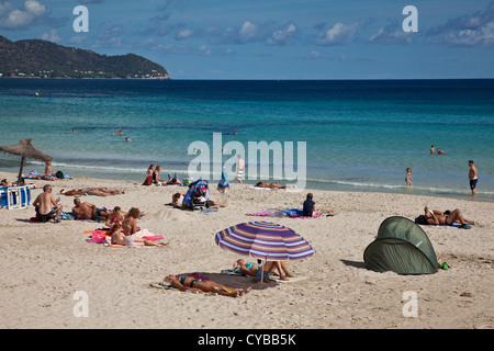 Plage de Cala Millor, Majorque, Espagne Banque D'Images