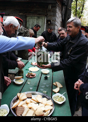 Le repas de fête des Cosaques du Don Banque D'Images