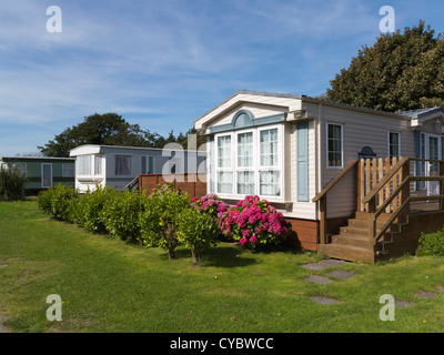 Mobile Homes de luxe / remorques sur un caravan park Banque D'Images