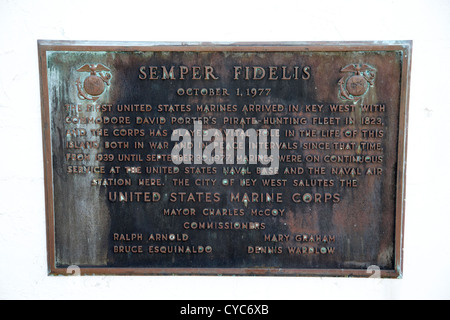 Semper Fidelis united states marines plaque key west florida usa Banque D'Images