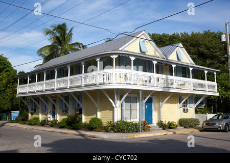 Angelina guest house en bois de construction typique grande maison ancienne quartier historique de Key West en Floride usa Banque D'Images