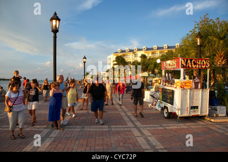 Coucher du soleil au bord de l'eau soirée de célébrations Mallory Square key west florida usa Banque D'Images