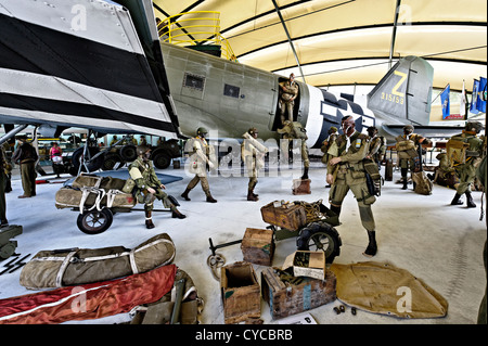 Musée Airborne à Sainte Mère l'Eglise, Normandie, France. Banque D'Images