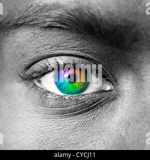 Des yeux colorés extreme close-up Banque D'Images
