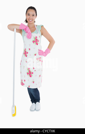 Woman with a broom Banque D'Images