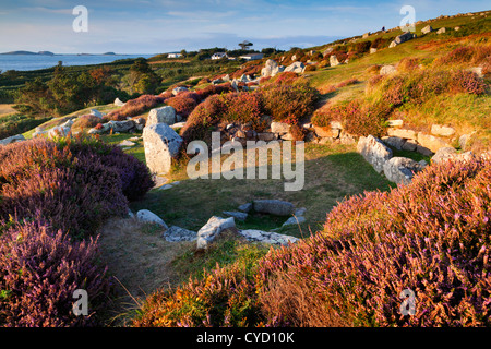 Le Halangy ; St Mary's, Îles Scilly ; Royaume-Uni ; village de l'âge du fer Banque D'Images