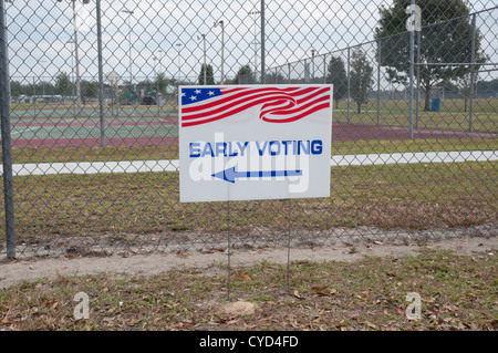 Le vote anticipé signe pour novembre 2012 élections américaines dans la région de North Florida Banque D'Images