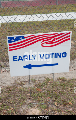 Le vote anticipé signe pour novembre 2012 élections américaines dans la région de North Florida Banque D'Images