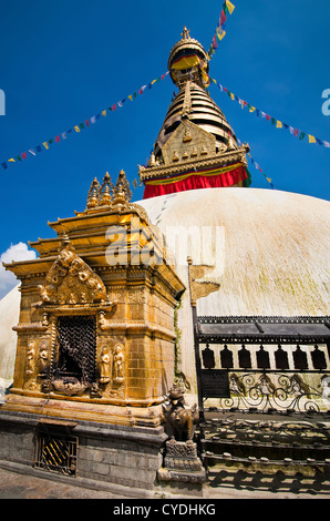 Sanctuaire bouddhiste Swayambhunath Stupa. Monkey Temple du Népal, Kathmandu Banque D'Images