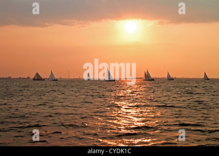 La voile sur l'IJsselmeer aux Pays-Bas Banque D'Images