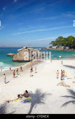 Plage en face de l'hôtel Sheraton, Rio de Janeiro, Brésil Banque D'Images