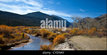 La Big Thompson River comme il fait son chemin à travers le Parc National des Montagnes Rocheuses, au Colorado. Banque D'Images