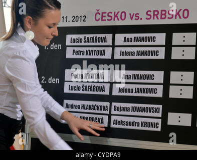 Prague, République tchèque. 2e novembre 2012. Tirage de tennis Fed Cup final, République tchèque - Serbie, a lieu à l'Ancien hôtel de ville de Prague, en République tchèque, le 2 novembre 2012. (Photo/CTK Michal Dolezal) Banque D'Images