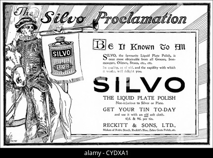 Vintage des années 1920 Publicité imprimée à partir de la revue anglaise argenterie SILVO publicité Banque D'Images