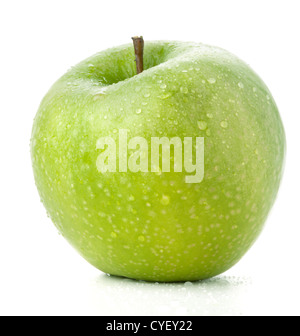 A ripe green apple. Isolated on white Banque D'Images