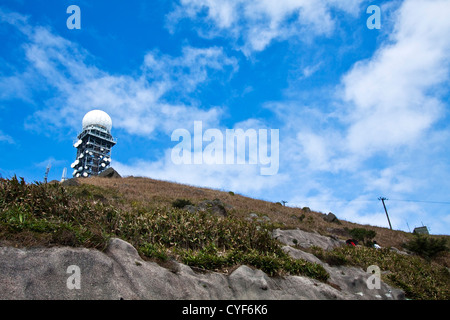 Station météo au sommet de Hong Kong, Tai Mo Shan. Banque D'Images