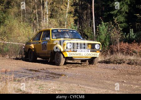 Voitures concurrentes dans la tempête rallye qui est une forêt d'après rallye de plusieurs théâtres basé à Aldershot et prend place dans le Hampshire. Banque D'Images