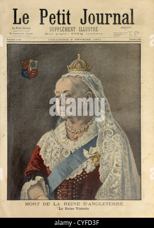 Décès de la Reine Victoria a annoncé à l'avant de l'anglais 'Le Petit Journal' illustré supplément, Février 1901 Banque D'Images