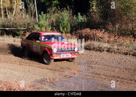 Voitures concurrentes dans la tempête rallye qui est une forêt d'après rallye de plusieurs théâtres basé à Aldershot et prend place dans le Hampshire. Banque D'Images