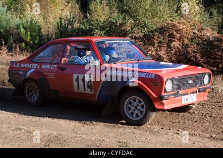 Voitures concurrentes dans la tempête rallye qui est une forêt d'après rallye de plusieurs théâtres basé à Aldershot et prend place dans le Hampshire. Banque D'Images