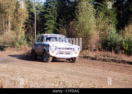 Voitures concurrentes dans la tempête rallye qui est une forêt d'après rallye de plusieurs théâtres basé à Aldershot et prend place dans le Hampshire. Banque D'Images