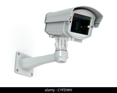 Caméra de sécurité CCTV sur fond blanc. 3d Banque D'Images