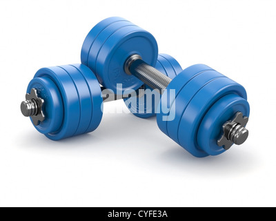 Fer à repasser les haltères Poids sur fond blanc. 3d Banque D'Images