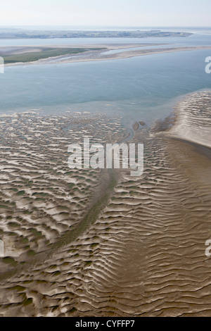 Les Pays-Bas, Nieuw Namen, rivière Westerschelde. Banc de marée. Vue aérienne. Banque D'Images