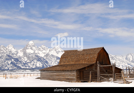 Compte tenu de l'hiver dans la grange Moulton Teton National Park Banque D'Images