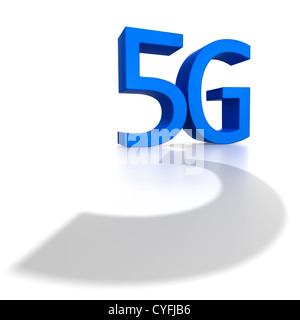 Les réseaux 5G de poser des questions de futurs réseaux ou la technologie sur fond blanc Banque D'Images