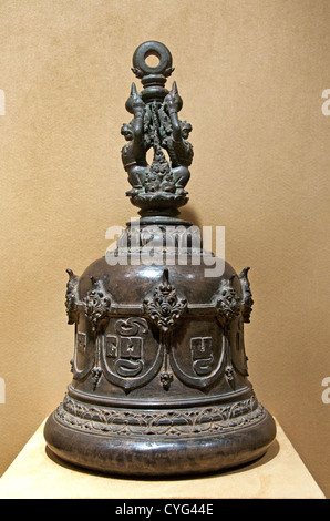 Cloche du temple javanais de l'Est 11e-12e siècle bronze 35 cm Java Indonésie Banque D'Images